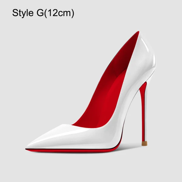Sexy White Evening Party Patent Leather Pumps 2023 Leather 12 cm Stiletto Heels Pointed Toe Pumps High Heels