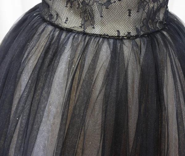 Audrey Hepburn Style Black Lace Prom Dresses 2024 Ball Gown Spaghetti Straps Sleeveless Backless Bow Floor-Length / Long Prom Formal Dresses