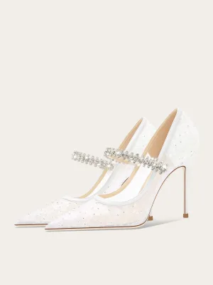 Elegante Witte Rhinestone Pailletten Bruidsschoenen 2025 10 Cm Naaldhakken Stiletto Spitse Neus Huwelijk Hoge Hakken
