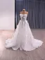 High End Weiß Handgefertigt Perlenstickerei Applikationen Pailletten Brautkleider / Hochzeitskleider 2025 A Linie Bandeau Ärmellos Rückenfreies Sweep / Pinsel Zug Hochzeit