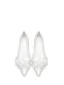 Elegant White Satin Appliques Rhinestone Wedding Shoes 2024 8 cm Stiletto Heels Pointed Toe Wedding Pumps High Heels