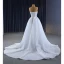 High End Glitzernden Weiß Perlenstickerei Perle Pailletten Brautkleider / Hochzeitskleider 2023 A Linie Bandeau Ärmellos Rückenfreies Hof-Schleppe Hochzeit