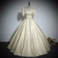 Vintage / Retro Black Rhinestone Satin Prom Dresses 2024 Ball Gown V-Neck Short Sleeve Backless Floor-Length / Long Prom Formal Dresses
