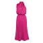 Fashion Beige Street Wear Holiday Women Dresses 2023 High Neck Tea-length Womens Clothing