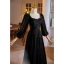 Elegant Black Winter Pearl Lace Prom Dresses 2024 A-Line / Princess Square Neckline Long Sleeve Backless Floor-Length / Long Prom Formal Dresses