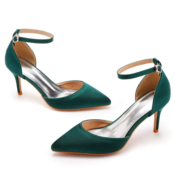Modest / Simple Black Street Wear Womens Sandals 2023 Ankle Strap 7 cm Stiletto Heels Pointed Toe Sandals High Heels