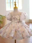 Charming Multi-Colors Beading Sequins Birthday Short Flower Girl Dresses 2022 Ball Gown Scoop Neck Puffy Short Sleeve Backless Flower Girl Dresses