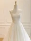 Luxury / Gorgeous White Handmade  Beading Lace Flower Sequins Wedding Dresses 2026 A-Line / Princess Strapless Long Sleeve Floor-Length / Long