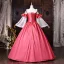 Vintage / Originale Médiévale Fushia En Dentelle Fleur Robe De Bal 2026 Robe Boule U-Cou Manches de cloche Dos Nu Longue Robe De Ceremonie