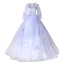 Schöne Himmelblau Spitze Blumen Schmetterling Applikationen Ballkleider 2022 Ballkleid Stehkragen Kurze Ärmel Lange Festliche Kleider