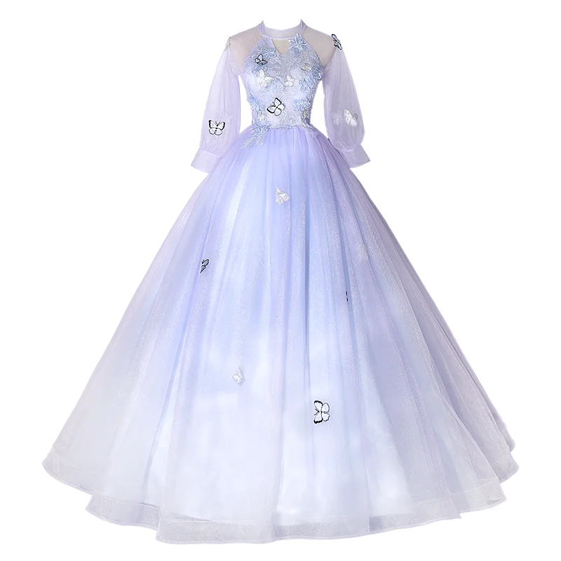 Baby Blauw Prom Jurken 2k24 Met Geborduurde Vlinder Vloer Lengte Met Gala Optocht Jurken Kralen Pailletten Avond Bruiloft Feestjurk Blootgesteld Uitstel Hoco Een Lijn Van 116,66 € | DHgate