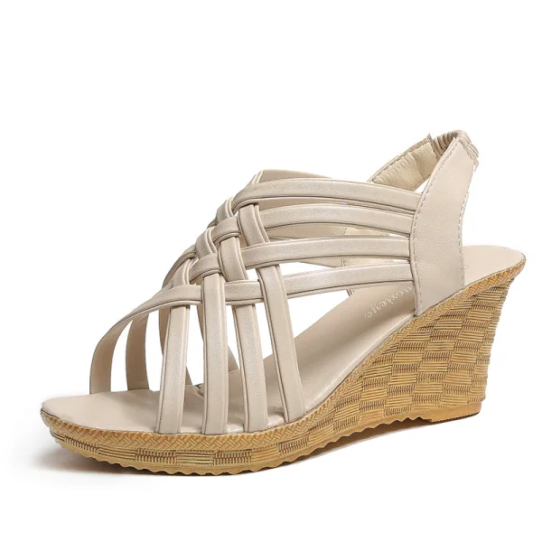 Chic / Beautiful White Summer Street Wear Womens Sandals 2023 7 cm Wedges Open / Peep Toe Womens Sandals