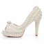 Elegante Beige Perle Brautschuhe 2024 11 cm Stilettos Peeptoes Hochzeit Sandaletten Hochhackige