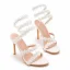 Sexy White Pearl Lace Flower Ankle Strap Summer Evening Party Womens Sandals 2023 10 cm Stiletto Heels Open / Peep Toe Sandals High Heels