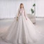 Fabulous White Beading Sequins Pearl Wedding Dresses 2022 Ball Gown High Neck Puffy Short Sleeve Backless Royal Train Wedding