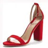 Sexy Red Suede Evening Party Womens Sandals 2022 Ankle Strap 10 cm Thick Heels Open / Peep Toe Sandals High Heels