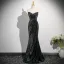 Scintillantes Noire Gland Paillettes Fendue devant Robe De Soirée 2025 Trompette / Sirène De l'épaule Manches Courtes Dos Nu Train De Balayage Robe De Ceremonie