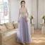 Elegant Purple Lace Flower Bridesmaid Dresses 2022 A-Line / Princess Beading Pearl Sequins Short Sleeve Backless Floor-Length / Long Bridesmaid Wedding Party Dresses