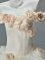 Luxe Blanche Appliques Volants en Cascade Robe De Bal 2026 Robe Boule De l'épaule Manches Courtes Dos Nu Train De Balayage Robe De Ceremonie