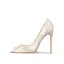 Charming Nude Pearl Rhinestone Lace Wedding Shoes 2024 10 cm Stiletto Heels Pointed Toe Wedding Pumps High Heels