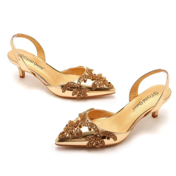 Piękne Białe Rhinestone Buty Ślubne 2023 5 cm Szpilki Szpiczaste Ślub Sandały Wysokie Obcasy