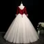 Elegant Burgundy Beading Sequins Lace Flower Appliques Prom Dresses 2025 Ball Gown Square Neckline 3/4 Sleeve Backless Floor-Length / Long Formal Dresses