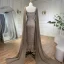 Elegant High-end Coffee Beading Rhinestone Prom Dresses 2024 Empire Square Neckline Sleeveless Backless Tassel Floor-Length / Long Prom Formal Dresses