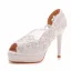 Fashion White Lace Flower Wedding Shoes 2023 Wedding 11 cm Stiletto Heels Open / Peep Toe Sandals High Heels