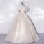 Bling Bling Champagne Sequins Prom Dresses 2022 Ball Gown Scoop Neck Puffy Short Sleeve Backless Floor-Length / Long Prom Formal Dresses