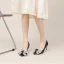 Chic / Beautiful Black Rhinestone Bow Pumps Prom 2022 Leather 6 cm Stiletto Heels Pointed Toe Pumps High Heels