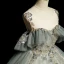Elegant Grey Beading Sequins Prom Dresses 2022 Ball Gown Scoop Neck Short Sleeve Backless Floor-Length / Long Prom Formal Dresses