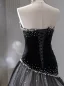 Charmant Schwarz Perle Abendkleider 2026 Meerjungfrau Bandeau Ärmellos Rückenfreies Sweep / Pinsel Zug