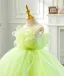 Fashion Green Cascading Ruffles Birthday Flower Girl Dresses 2024 Ball Gown Scoop Neck Sleeveless Backless Floor-Length / Long