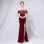 Sexy Black Sequins Evening Dresses 2022 Trumpet / Mermaid Off-The-Shoulder Short Sleeve Backless Split Front Floor-Length / Long Prom Formal Dresses
