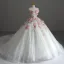 Flower Fairy White Appliques Lace Flower Wedding Dresses 2025 Ball Gown Strapless Sleeveless Backless Court Train Wedding