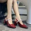 Vintage / Retro Black Street Wear Rhinestone Womens Shoes 2023 6 cm Thick Heels Square Toe Womens Shoes