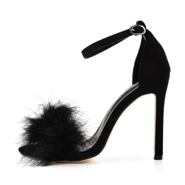 Sexy Rougissant Rose Daim Promo Sandales Femme 2024 Bride Cheville 11 cm Talons Aiguilles Peep Toes / Bout Ouvert Sandales Talons Hauts
