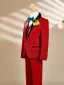 Fall Winter Red Glitter 6-piece Long Sleeve Boys Wedding Suits 2025 Body Jewellery Coat Necklace Pants Shirt Tie