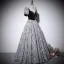 Élégant Noire Impression Robe De Bal 2022 Princesse Encolure Carrée Manches Courtes Dos Nu Longue Promo Robe De Ceremonie