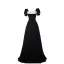 Chic / Beautiful Black Suede Evening Dresses 2023 A-Line / Princess Velour Square Neckline Sequins Short Sleeve Backless Floor-Length / Long Evening Party Formal Dresses