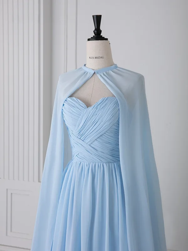 Charming Sky Blue Prom Dresses 2025 A-Line / Princess Strapless Sleeveless Backless Floor-Length / Long Prom Formal Dresses