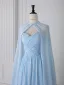 Charming Sky Blue Prom Dresses 2025 A-Line / Princess Strapless Sleeveless Backless Floor-Length / Long Prom Formal Dresses