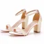 Charmant Schöne Weiß Perle Brautschuhe 2021 Knöchelriemen 7 cm Thick Heels Peeptoes Hochzeit Sandaletten Hochhackige