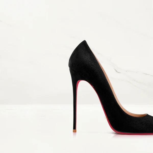 Sexig Svarta Mocka Röd Sula Afton Pumps 2023 Läder 12 cm Stilettklackar Spetsiga Pumps Högklackade