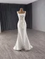 Haut de Gamme Blanche Paillettes Fleur Satin Robe De Mariée 2024 Trompette / Sirène Encolure Carrée Sans Manches Dos Nu Chapel Train Mariage