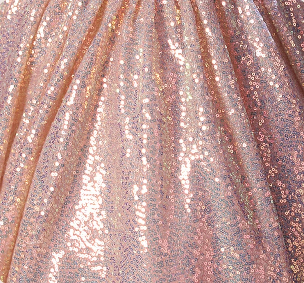 Sparkly Blushing Pink Pearl Sequins Birthday Flower Girl Dresses 2024 A-Line / Princess Scoop Neck Ruffle Short Sleeve Backless Floor-Length / Long