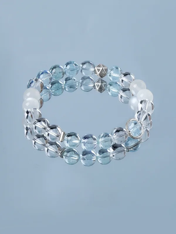 Chic / Beautiful Sky Blue Handmade Natural Crystal Bracelets 2025 Accessories