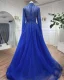 High End Elegante Lindgrün Handgefertigt Perlenstickerei Pailletten Ballkleider 2024 A Linie Stehkragen Lange Ärmel Sweep / Pinsel Zug Ball Festliche Kleider