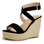 Schöne Schwarz Strassenmode Flechten Sandalen Damen 2022 Knöchelriemen 11 cm Keilabsatz Peeptoes Sandaletten