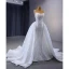 Haut de Gamme Scintillantes Blanche Glitter Perlage Paillettes Robe De Mariée 2023 Trompette / Sirène Bretelles Spaghetti Sans Manches Dos Nu Tribunal Train Mariage